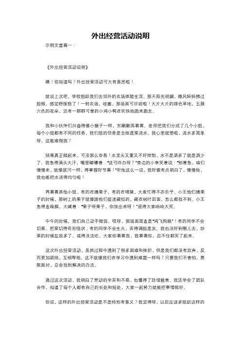外出经营活动说明