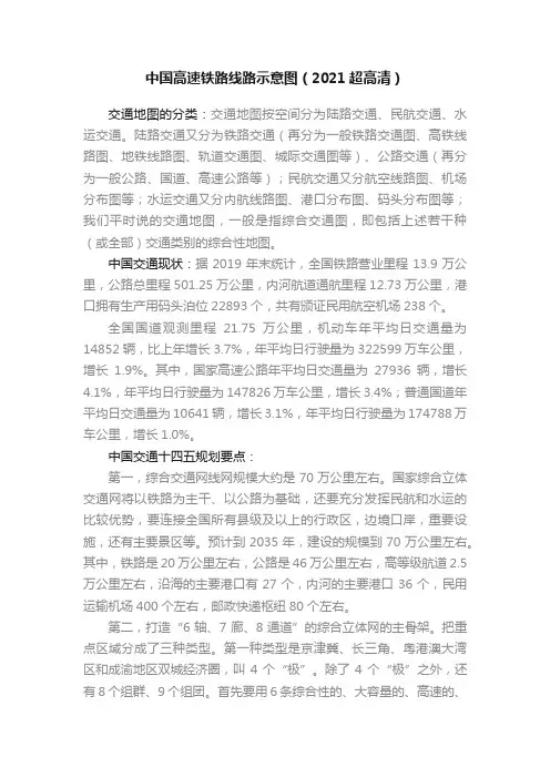 中国高速铁路线路示意图（2021超高清）