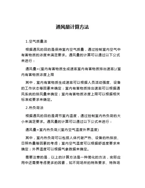 通风量计算方法