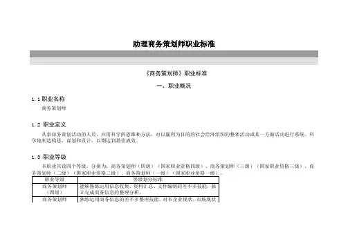助理商务策划师职业标准