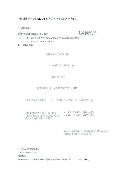 中国移动校园WLAN业务常见问题及处理办法