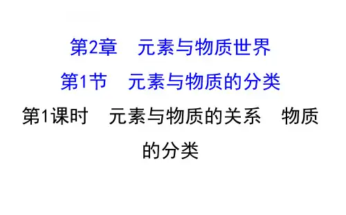 2.1.1 元素与物质的关系 物质的分类