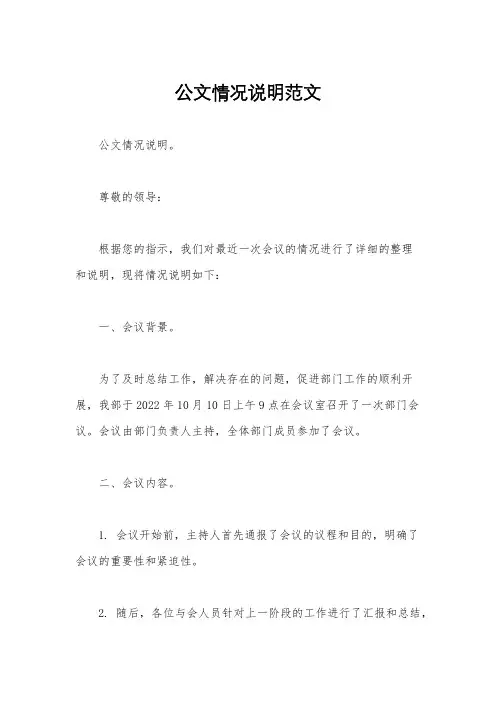 公文情况说明范文