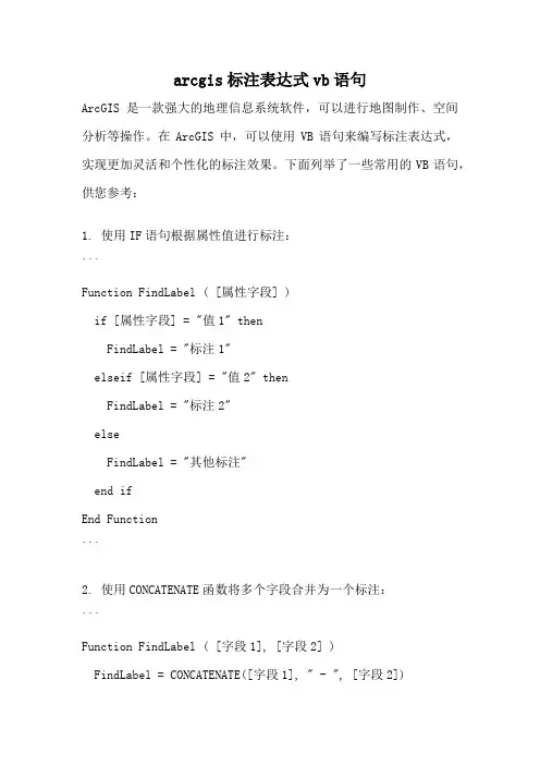arcgis标注表达式vb语句