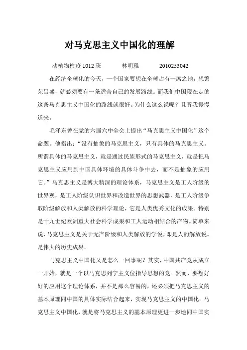 对马克思主义中国化的理解doc