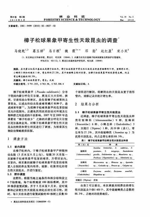 樟子松球果象甲寄生性天敌昆虫的调查