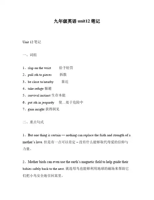 九年级英语unit12笔记