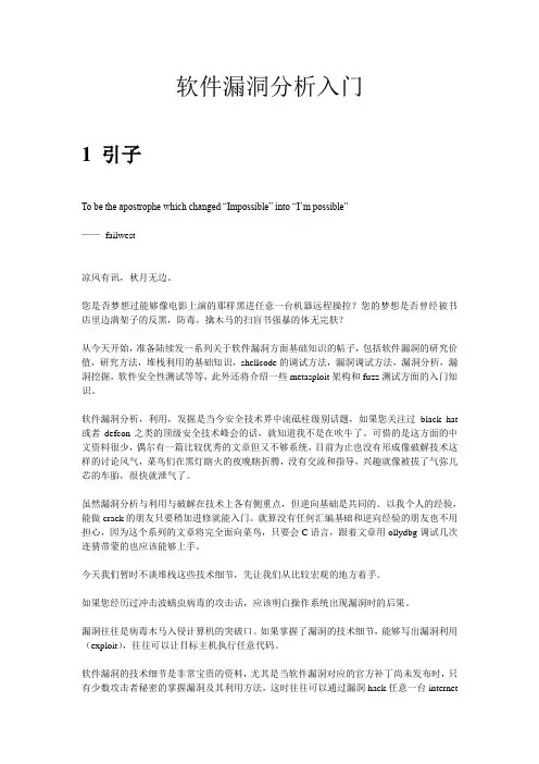 软件漏洞分析入门