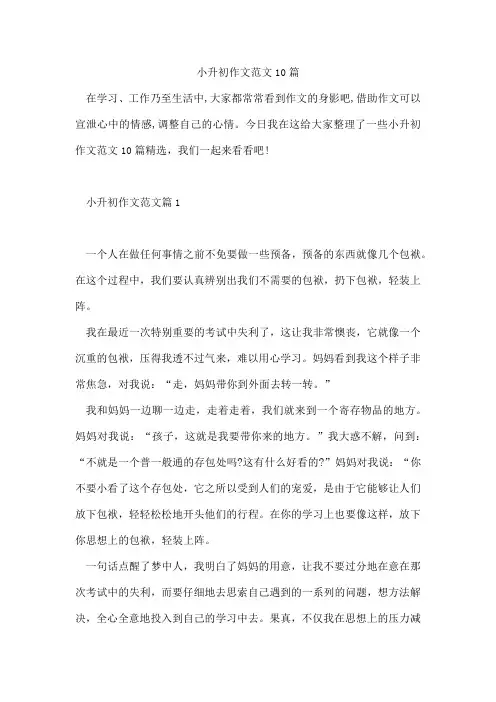 小升初作文范文10篇