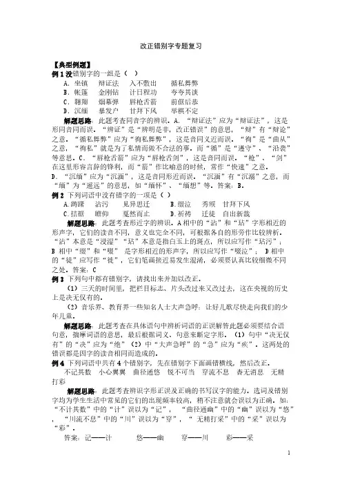 改正错别字专题复习
