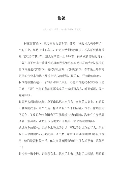 枷锁800字作文
