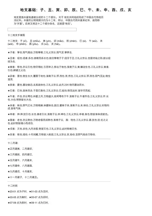 地支基础：子、丑、寅、卯、辰、巳、午、未、申、酉、戌、亥