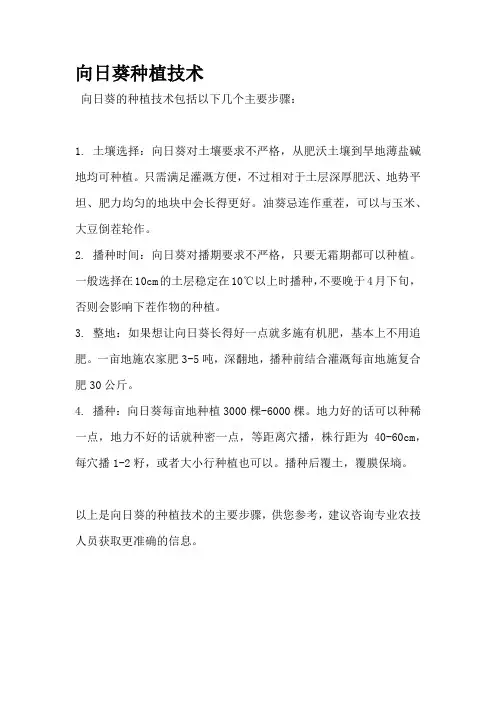 向日葵种植技术