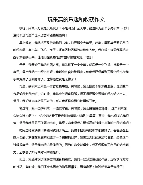 玩乐高的乐趣和收获作文
