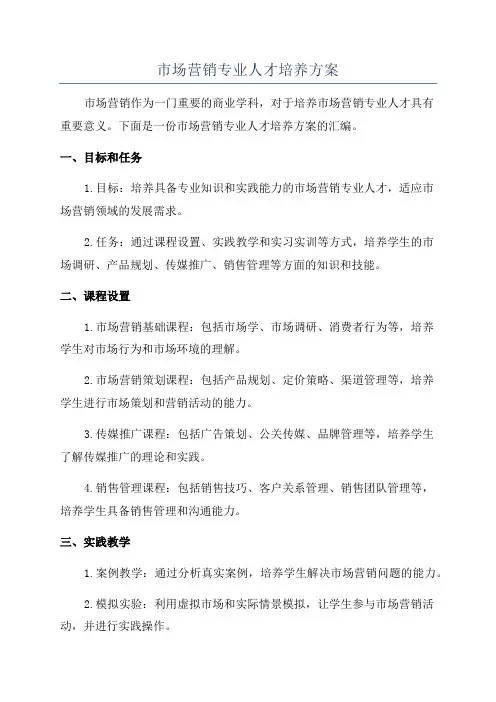 市场营销专业人才培养方案