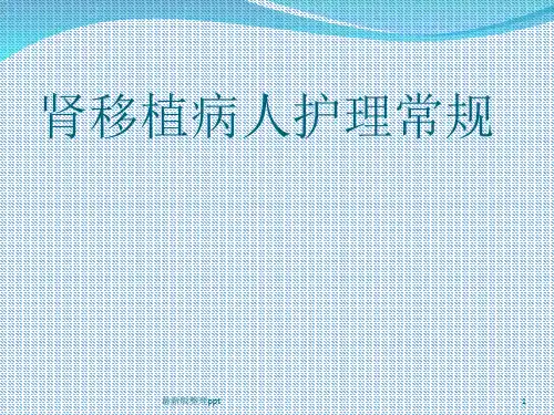肾移植病人护理常规ppt课件