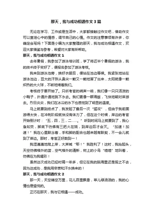 那天，我与成功相遇作文3篇
