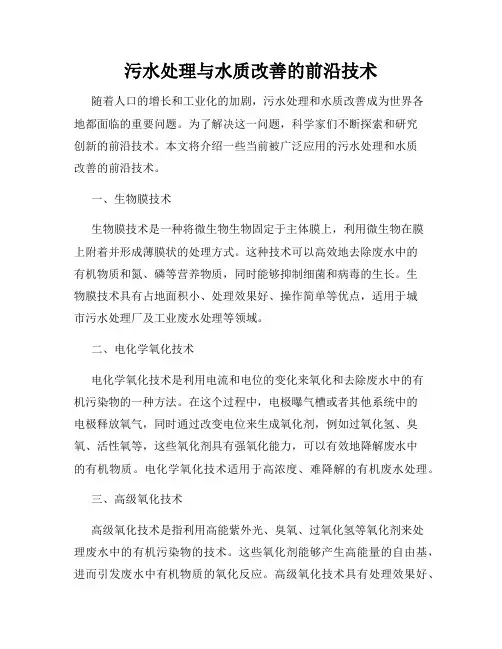 污水处理与水质改善的前沿技术
