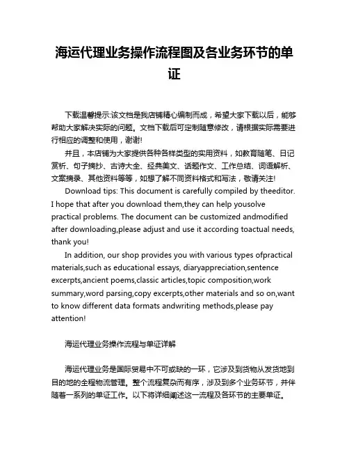 海运代理业务操作流程图及各业务环节的单证
