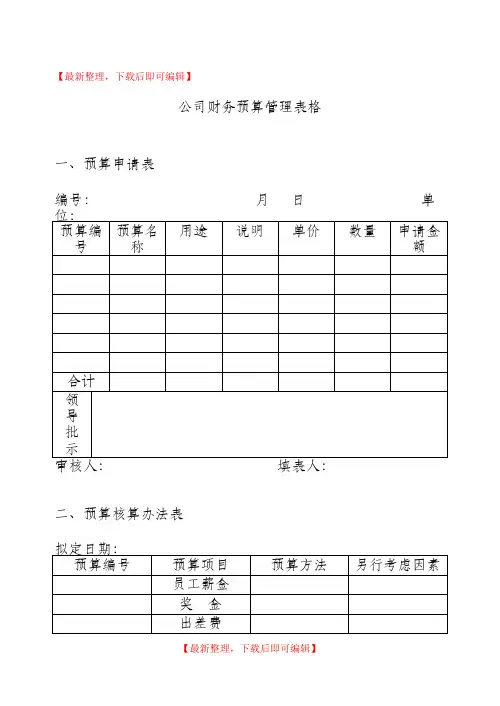 公司财务预算管理表格(完整资料).doc