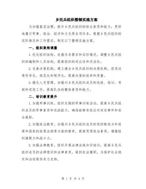 乡民兵组织整顿实施方案