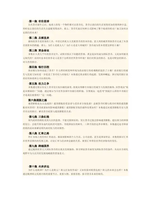 央视   货币    观后感