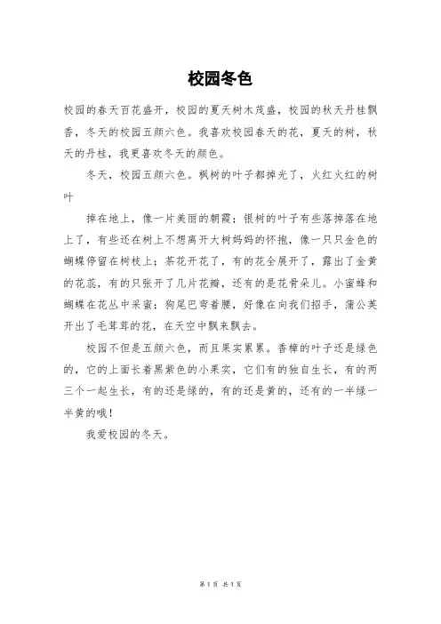 校园冬色_三年级作文