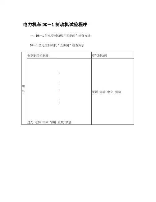 电力机车DK-1制动机试验程序(五步和八步)
