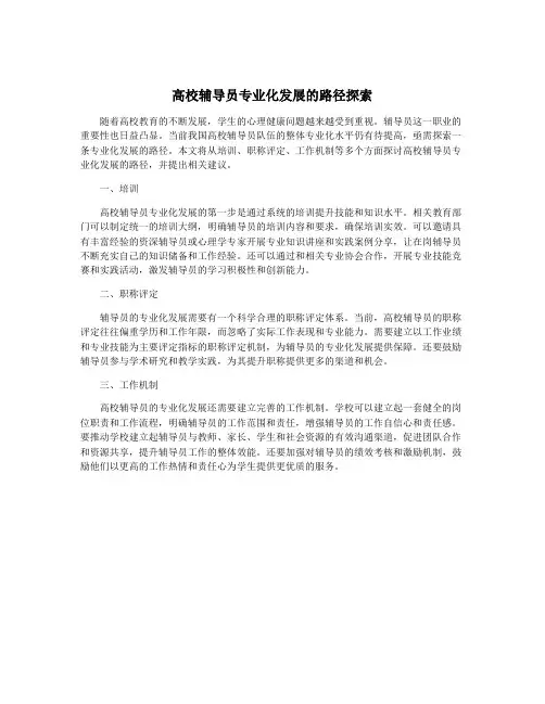 高校辅导员专业化发展的路径探索