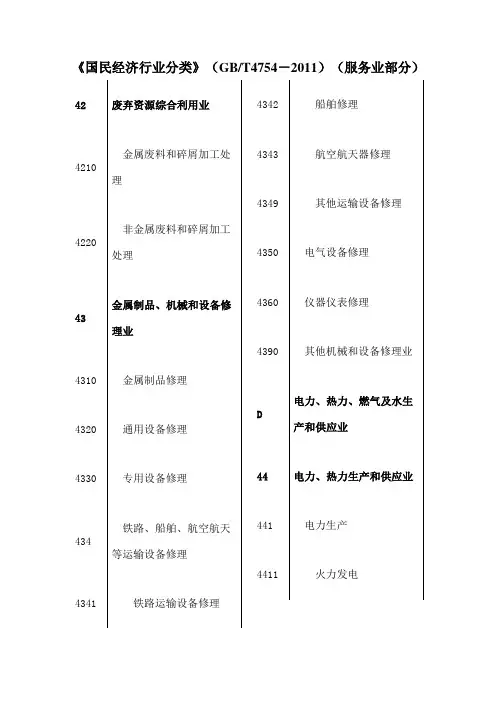 《国民经济行业分类》 t 服务业部分