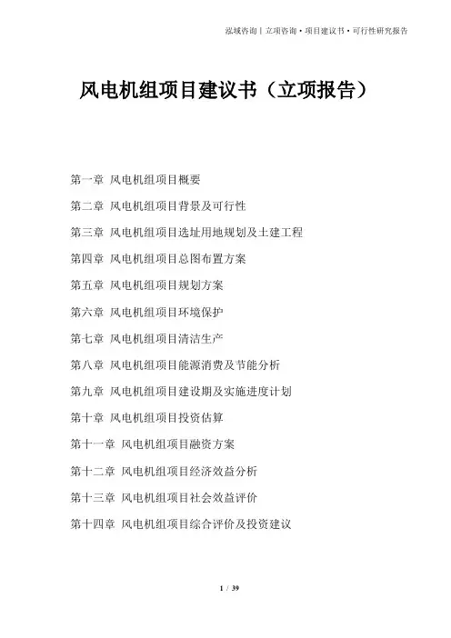 风电机组项目建议书(立项报告)