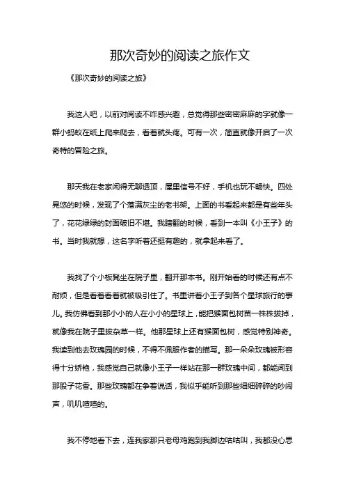 那次奇妙的阅读之旅作文