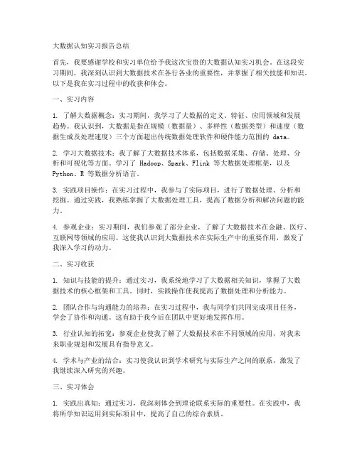 大数据认知实习报告总结
