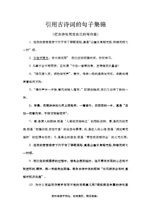 引用古诗句的句子集锦