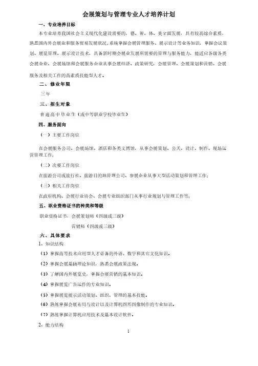 会展策划与管理专业人才培养计划