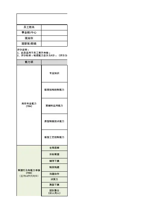 岗位簇晋升评估表