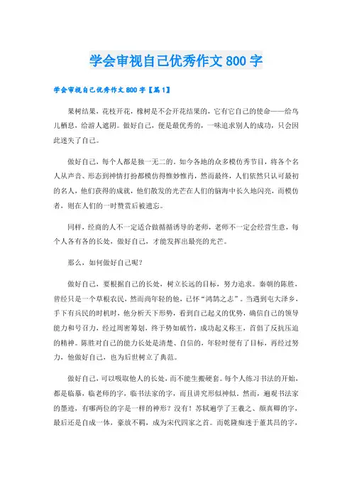 学会审视自己优秀作文800字