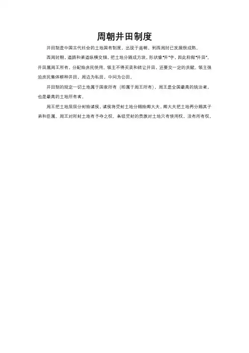 周朝井田制度
