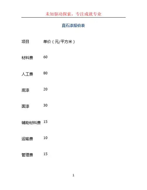 真石漆报价表