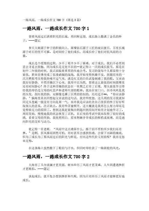 一路风雨,一路成长作文700字 (菁选3篇)