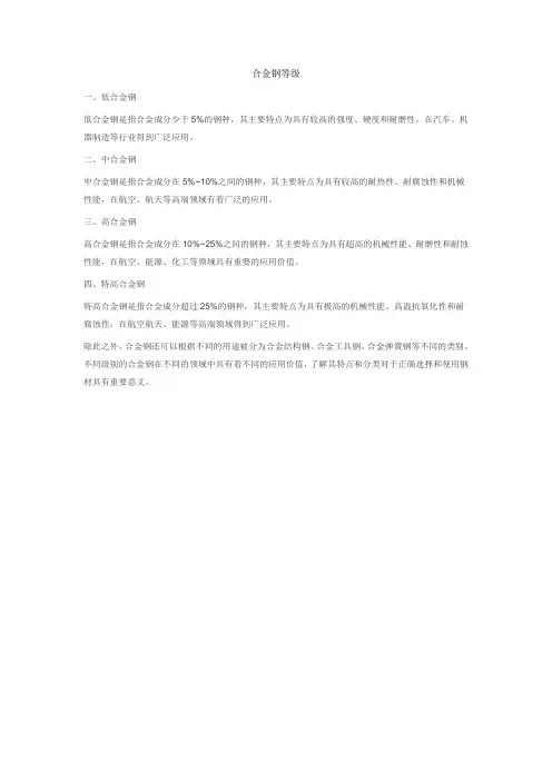 合金钢等级