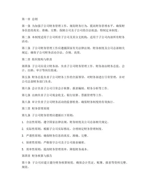 管理子公司财务管理制度