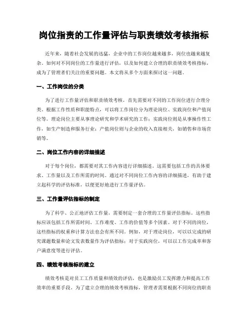 岗位指责的工作量评估与职责绩效考核指标
