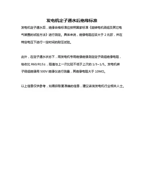 发电机定子通水后绝缘标准