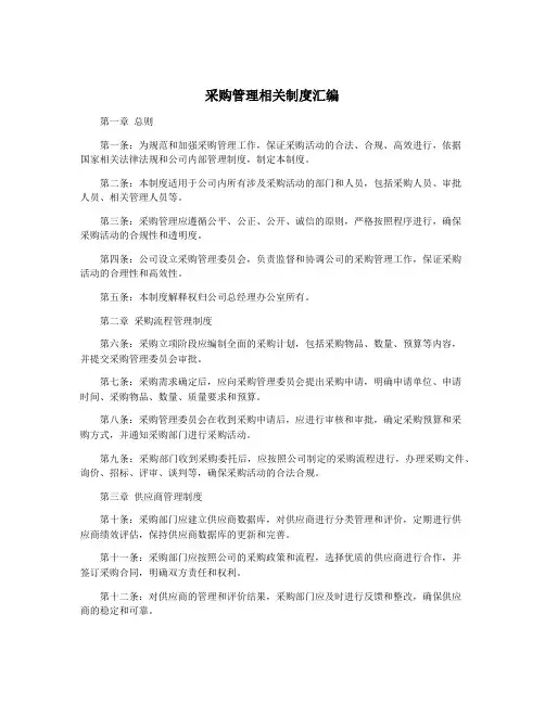 采购管理相关制度汇编