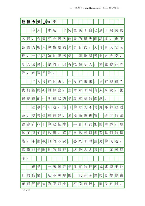 初三周记作文：把握今天_550字
