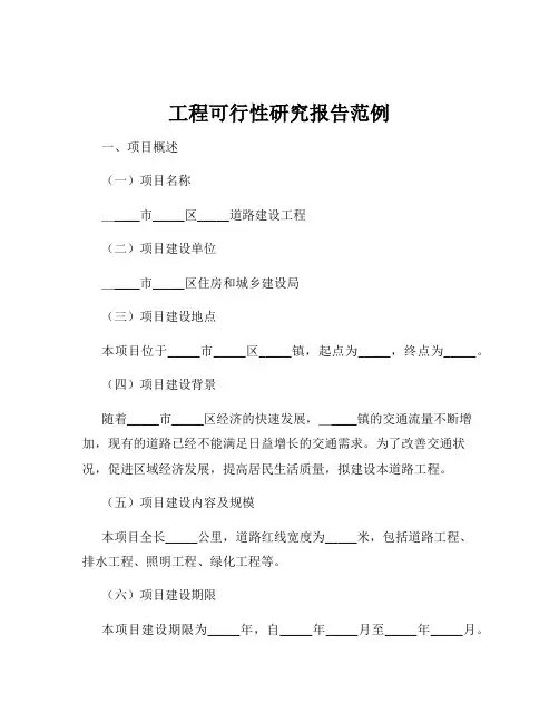 工程可行性研究报告范例