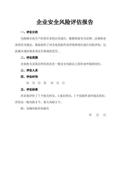 企业安全风险评估报告
