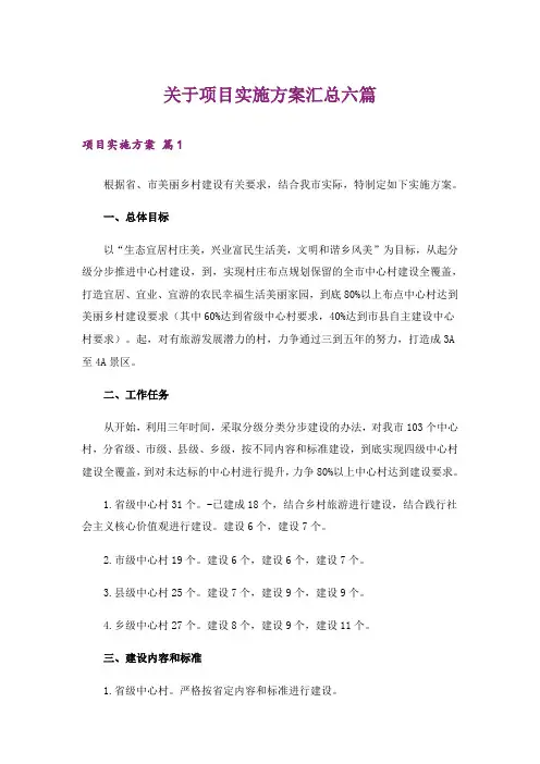 关于项目实施方案汇总六篇