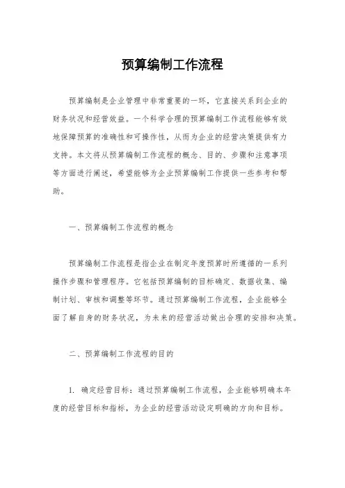 预算编制工作流程